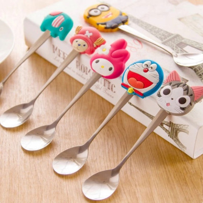 韩国卡通可爱不锈钢叮当多啦A梦汤饭勺创意咖啡勺小勺子餐具调羹