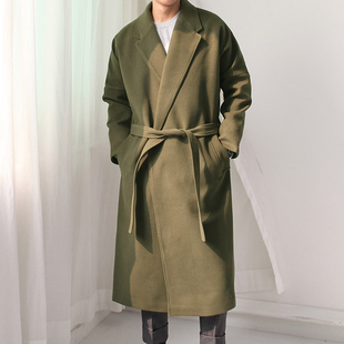 2015冬季男装毛呢大衣韩版羊绒宽松加厚英伦超长款呢子大衣外套潮