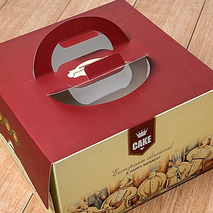 烘焙包装盒6 8 10 12寸生日蛋糕盒批发手提一体纸质方形西点盒