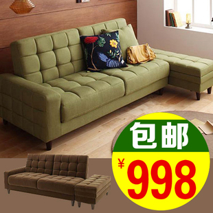 新款日式布艺沙发多功能宜家沙发小款小户型客厅办公组合储物三人