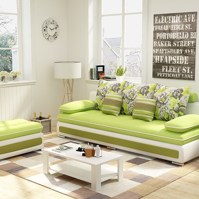 简约布艺现代沙发小户型三人双人可拆洗皮配布沙发客厅组合