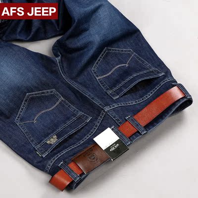 Afs Jeep/战地吉普新款牛仔裤男直筒修身长裤秋冬季商务牛仔裤男