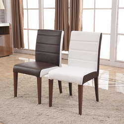 餐椅 时尚皮餐椅现代简约椅子不锈钢餐椅咖啡色白色餐桌椅组合