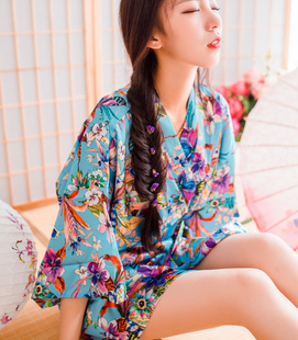 一直想要这样的蓝 印花日式和服睡袍，五个颜色