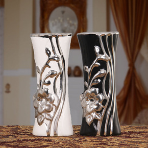 现代时尚家居陶瓷花瓶摆设电镀花瓶艺术品结婚礼物乔迁客厅装饰品