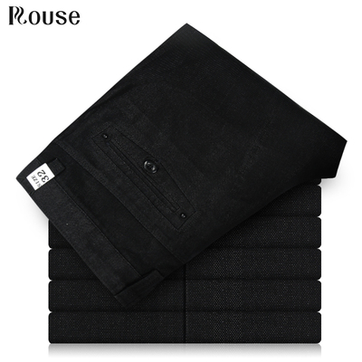 Rouse/洛兹男专柜正品秋天新款休闲修身黑色长裤 KX1235-1特价