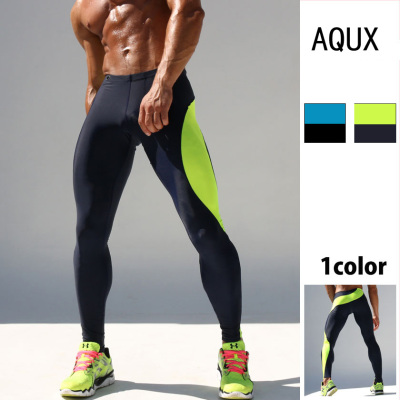 2015新款AQUX紧身弹力健身裤运动骑行跑步训练打底健美男士长裤