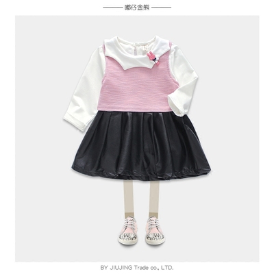 女宝宝裙子两件套新款女童春季韩版马甲衬衫裙0-1-2-3周岁春秋装