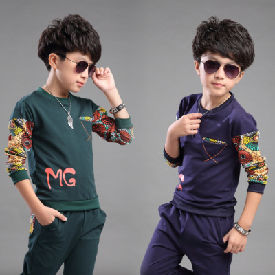 2016新款童装男童春套装韩版潮中大童儿童运动两件套男孩长袖衣服