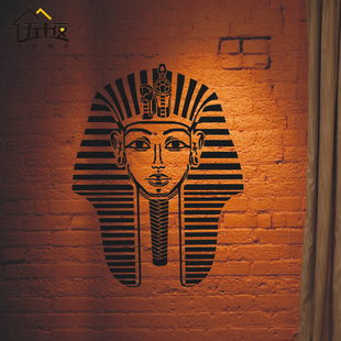 图坦卡门古埃及法老抽象人物墙贴酒吧KTV包厢台球厅装饰