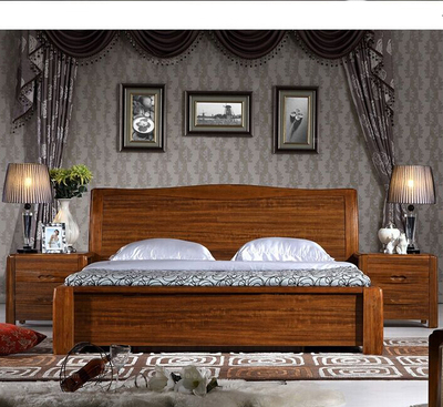 实木床2米.2.2米大床双人床2.4米大床现代中式家具高档婚床包邮