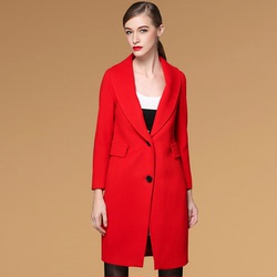 羊毛呢子大衣 2015秋季新品时尚气质显瘦欧美中长款毛呢外套女