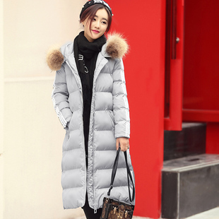 2015冬装新款连帽毛领棉衣女中长款修身显瘦加厚保暖过膝棉服外套