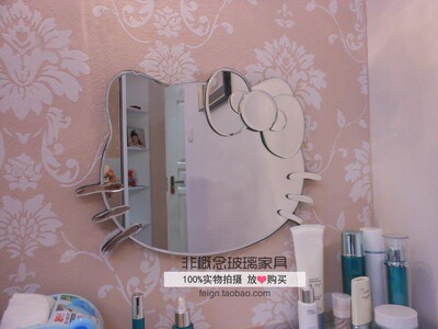 厕所镜子装饰镜无框hellokitty浴室镜特价美式化妆镜欧式洗手现代