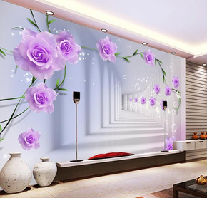 画壁轩3D玫瑰电视背景墙纸壁纸大型壁画客厅沙发卧室床头背景花朵