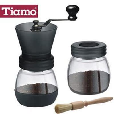 正品Tiamo 玻璃手摇咖啡磨豆机组合 手动研磨机  假一罚十