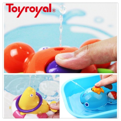 正品Toyroyal日本皇室儿童水上戏水洗澡玩具喷水动物鲸鱼螃蟹组