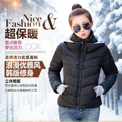 2015冬款女装短款韩版修身棉袄保暖加厚学生外套正品手套款棉服女
