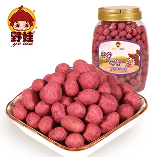 【野娃】新品休闲小吃零食坚果炒货特产风味花生米紫薯花生500g罐