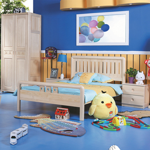 包邮芬兰松堡儿童床实木床1.2米1.5米实木家具ABC田园靠背单体床