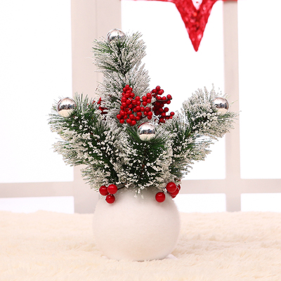 春节新年桌面装饰小圣诞树摆件 新年派对场景布置 迷你圣诞树