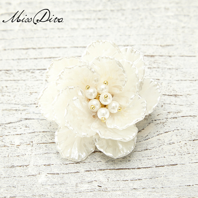 【MISSDIVA】白兰。纯美白色立体花朵仿珍珠度假蜜月百搭戒指