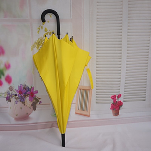 柠檬黄小黄伞双8骨弯柄韩剧想你同款纯色长柄雨伞艺术礼品广告伞