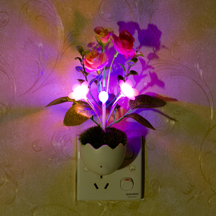 包邮 盆栽买3送一 光控LED小夜灯七彩蘑菇灯床头光控感应壁灯