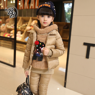 童装女童冬装套装2015新款品牌儿童中大童韩版时尚马甲棉衣三件套