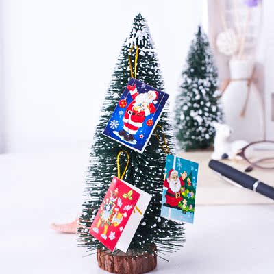 欧美创意圣诞节带绳子小贺卡批发 挂圣诞树多图案小许愿卡心愿卡