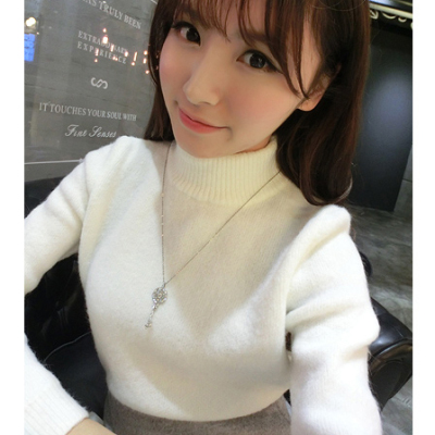 毛衣女装学院风中高领长袖套头毛衫冬季新款韩版加厚短款针织衫