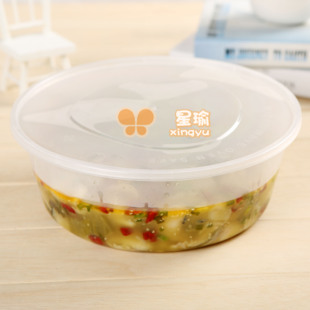 3300ml一次性透明餐盒酸菜鱼塑料饭盒圆形外卖打包盒快餐汤碗批发