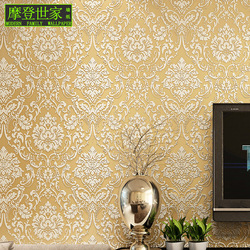 3D立体墙纸大马士革浮雕无纺布客厅卧室墙纸电视背景壁纸欧式花纹