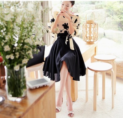 2015春夏季新款韩版两件套长裙子连衣裙小清新棉短袖休闲套装