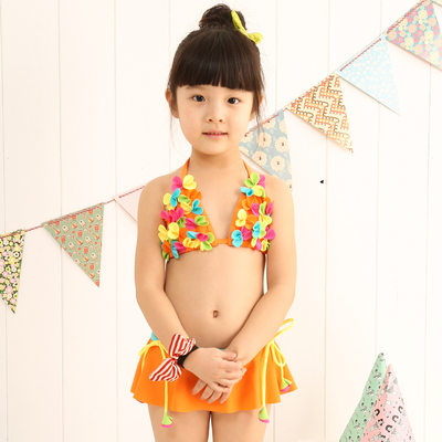 2015汐歌儿新款儿童女童中大童韩国版泳衣可爱性感比基尼温泉泳装