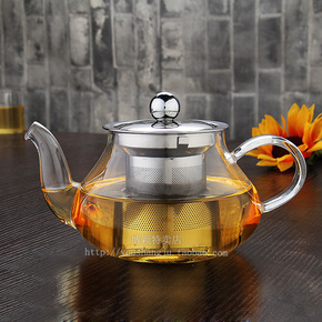 特价包邮 耐高温玻璃茶壶不锈钢过滤网玻璃壶泡茶花茶壶480ml