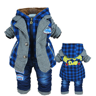 男童棉衣套装0-1-2-3岁一两三周岁男宝宝儿童冬装外套加绒棉服潮