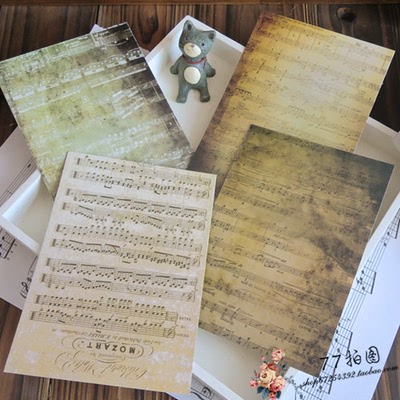 zakka杂货 复古乐谱 明信片 卡片 拍照道具 拍摄道具 单张 小乐谱