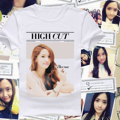 少女时代林允儿Yoona杂志画报周边允儿饭短袖T恤男女衣服夏装