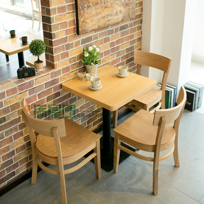 简约 批发 咖啡厅桌椅 水曲柳实木餐椅 甜品店桌椅 奶茶店桌椅