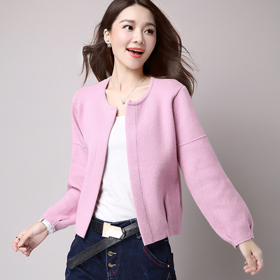 2017时尚新品薄款针织开衫短款小外套宽松毛衣外搭上衣韩版女披肩