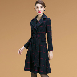 羊绒大衣女冬2015韩版新款气质修身收腰中长款格子羊毛呢子外套女