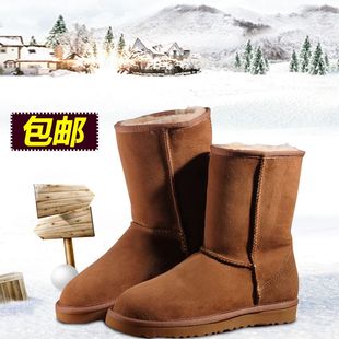 纯羊毛5825皮毛一体雪地靴女靴中筒靴冬季靴子平跟雪地靴防滑包邮