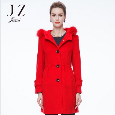 玖姿集市店 JZ专柜正品2015冬装新款时尚羊毛大衣保暖毛呢外套