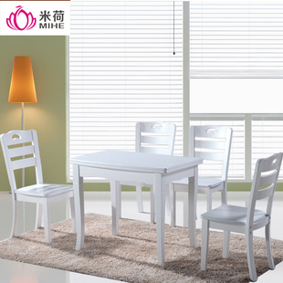 韩式实木可折叠伸缩餐桌椅组合现代简约象牙白色小户型餐桌