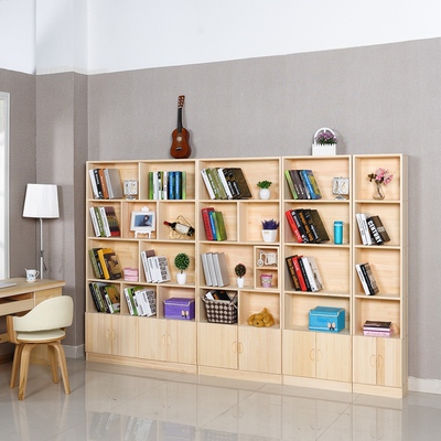 简约现代书柜书架置物架简易柜子书柜自由组合书橱实木特价可带门