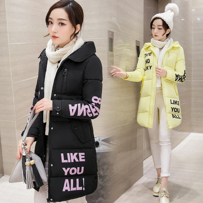 2016冬装韩版中长款棉衣修身显瘦中长款时尚女装羽绒棉服外套
