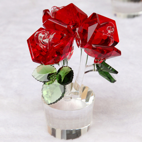 水晶玫瑰 水晶花盆 高档礼品 情人节礼物 生日礼物