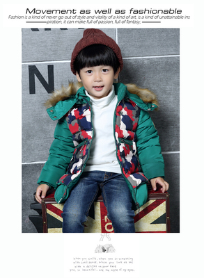 童装2015冬装新款男童加厚棉衣中大童羽绒棉迷彩棉袄儿童加绒外套