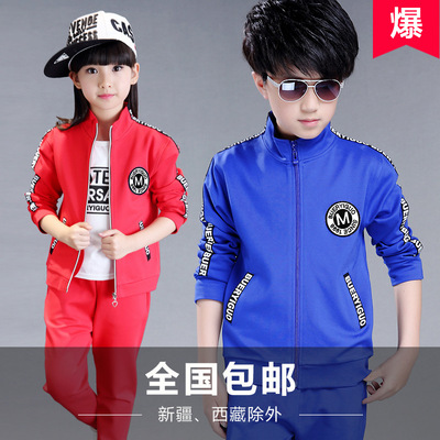 童装 2016秋冬新款韩版男女童两件套装 儿童运动小孩衣服厂家爆款